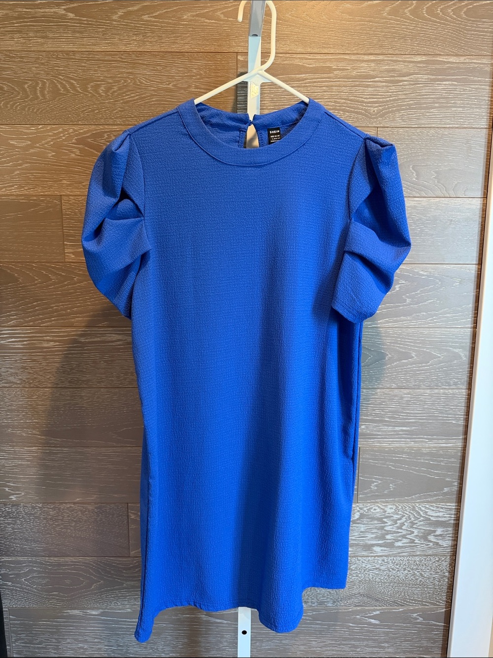 Blue Puff Sleeve Sheath Dress